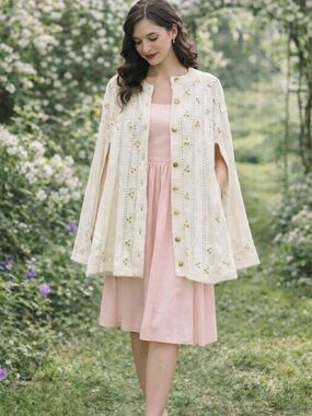 Vintage Cottagecore Floral Knit Cardigan Embroidered Grandma Chic Sweater sm/md